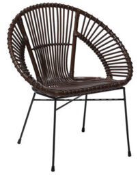 Beliani Acapulco Collection Rattan Armchair Brown Wicker Papasan With Black Metal Legs - W70 X D48 X H80Cm - thumbnail 3
