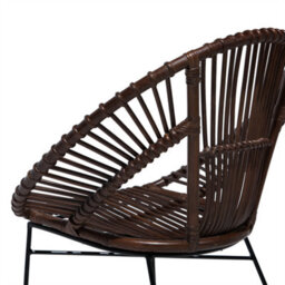 Beliani Acapulco Collection Rattan Armchair Brown Wicker Papasan With Black Metal Legs - W70 X D48 X H80Cm - thumbnail 9