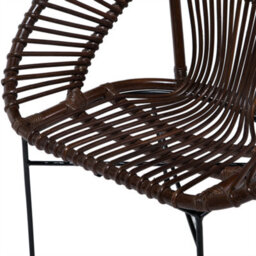 Beliani Acapulco Collection Rattan Armchair Brown Wicker Papasan With Black Metal Legs - W70 X D48 X H80Cm - thumbnail 8