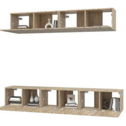Berkfield 5 Piece Tv Cabinet Set Sonoma Oak Engineered Wood - thumbnail 4