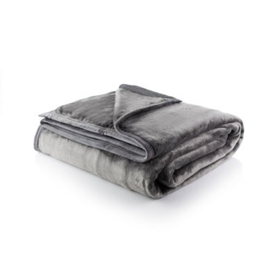 Alfresia Minky Luxury Throw, Double Blanket, Grey - image 1