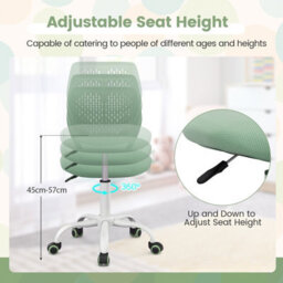 Gainoom Kids Ergonomic Study Chair Green Adjustable Height School Desk Chair Rolling Swivel - thumbnail 6