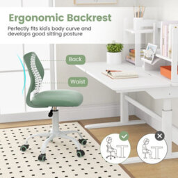Gainoom Kids Ergonomic Study Chair Green Adjustable Height School Desk Chair Rolling Swivel - thumbnail 8