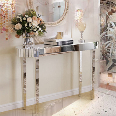 Artloge 120Cm Mirrored Console Table Glam Silver Mirrored Console Entryway Table Living Room - image 1