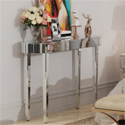 Artloge 120Cm Mirrored Console Table Glam Silver Mirrored Console Entryway Table Living Room - thumbnail 6