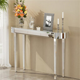 Artloge 120Cm Mirrored Console Table Glam Silver Mirrored Console Entryway Table Living Room - thumbnail 5