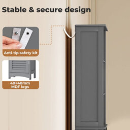 Levede Tall Bathroom Cabinet Slim Freestanding Bathroom Storage Cupboard Unit - thumbnail 8
