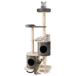 Costway 161Cm Wooden Multi-Level Cat Tree Climbing Tower Sisal Covered Scratch Post - thumbnail 2
