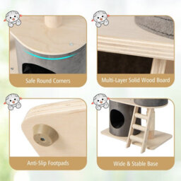 Costway 161Cm Wooden Multi-Level Cat Tree Climbing Tower Sisal Covered Scratch Post - thumbnail 7