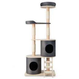 Costway 161Cm Wooden Multi-Level Cat Tree Climbing Tower Sisal Covered Scratch Post - thumbnail 4