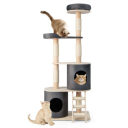 Costway 161Cm Wooden Multi-Level Cat Tree Climbing Tower Sisal Covered Scratch Post
