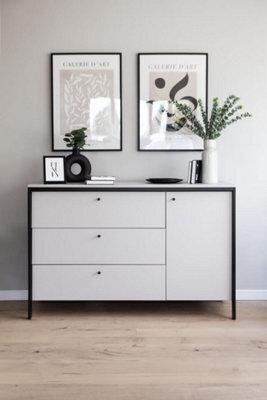 Arte Gris Sideboard Cabinet - Modern Grey & Black Bedroom Furniture With Led Lighting (H)910mm, (W)1360mm, (D)490mm - image 1