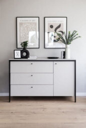 Arte Gris Sideboard Cabinet - Modern Grey & Black Bedroom Furniture  With Led Lighting (H)910mm, (W)1360mm, (D)490mm - thumbnail 1