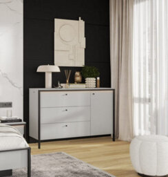 Arte Gris Sideboard Cabinet - Modern Grey & Black Bedroom Furniture  With Led Lighting (H)910mm, (W)1360mm, (D)490mm - thumbnail 5