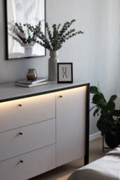 Arte Gris Sideboard Cabinet - Modern Grey & Black Bedroom Furniture  With Led Lighting (H)910mm, (W)1360mm, (D)490mm - thumbnail 4