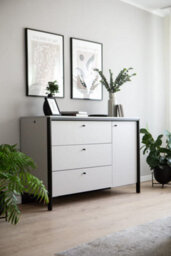 Arte Gris Sideboard Cabinet - Modern Grey & Black Bedroom Furniture  With Led Lighting (H)910mm, (W)1360mm, (D)490mm - thumbnail 3