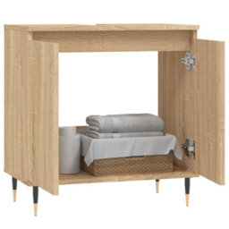 Berkfield Bathroom Cabinet Sonoma Oak 58X33X60 Cm Engineered Wood - thumbnail 3