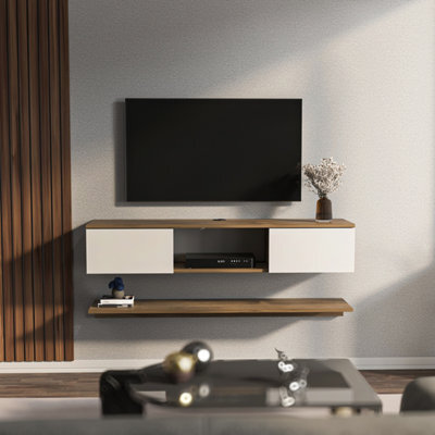 Decorotika Modern Elia Tv Unit With Storage Walnut And White - image 1