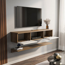 Decorotika Modern Elia Tv Unit With Storage Walnut And White - thumbnail 5