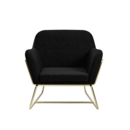 Wyld Haus Marseille Black Velvet Armchair With Gold Metal Legs - thumbnail 3