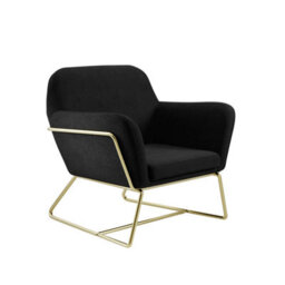 Wyld Haus Marseille Black Velvet Armchair With Gold Metal Legs - thumbnail 2
