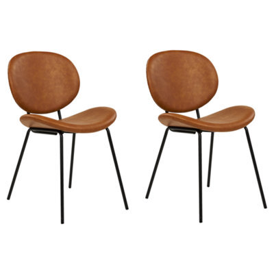 Beliani Set Of 2 Dining Chairs Luana Faux Leather Golden Brown - image 1
