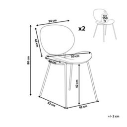 Beliani Set Of 2 Dining Chairs Luana Faux Leather Golden Brown - thumbnail 3