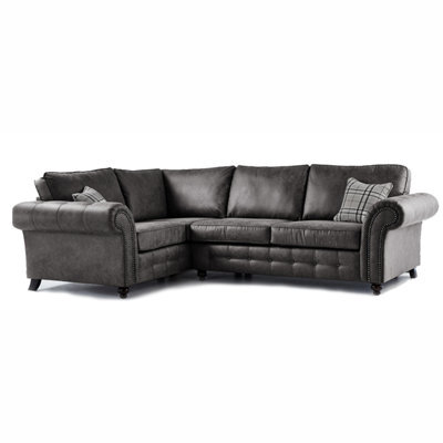 Furnishings For Less UK Oakland Charcoal Chesterfield 4 Seater L Shape Large Corner Sofa - image 1