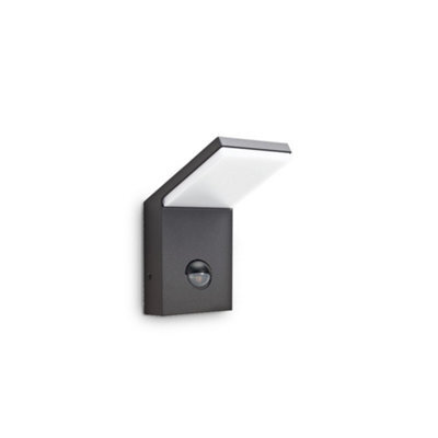 Ideal Lux Style Integrated Led Outdoor Pir Wall Lamp 1 Light Anthracite 3000K Ip54