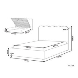 Beliani Ottoman Bed Chenille Nanterre 180 X 200 Cm (Eu Super King) Taupe - thumbnail 3