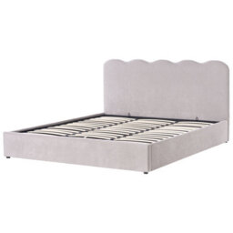 Beliani Ottoman Bed Chenille Nanterre 180 X 200 Cm (Eu Super King) Taupe - thumbnail 4