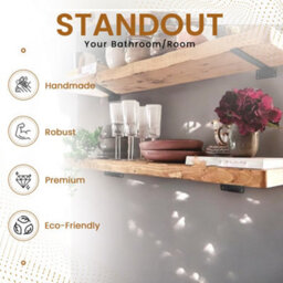 MKGT 6 Pack Floating Shelf Brackets 25 Cm, Heavy Duty Shelf Brackets For Shelves, Black Coated Metal Wall Shelf Support Brackets - thumbnail 4