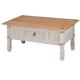 Mews Corona Coffee Table Grey Pine 1 Drawer Occasional Lamp - thumbnail 4