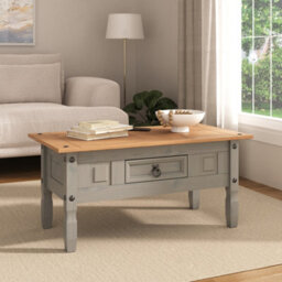 Mews Corona Coffee Table Grey Pine 1 Drawer Occasional Lamp