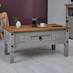Mews Corona Coffee Table Grey Pine 1 Drawer Occasional Lamp - thumbnail 2