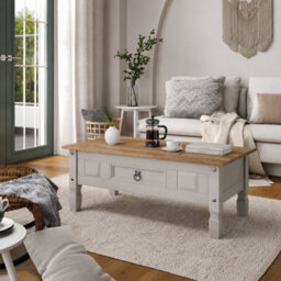 Mews Corona Coffee Table Grey Pine 1 Drawer Occasional Lamp - thumbnail 8