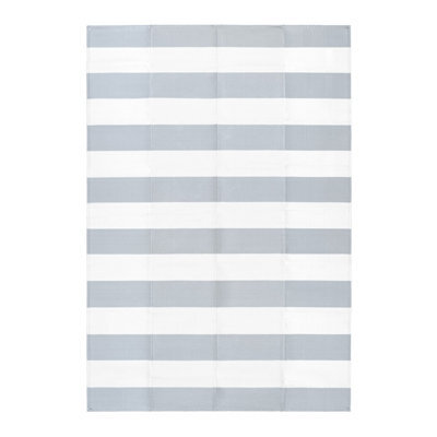 Relsy Large Garden Outdoor Rug For Patio, Misty Grey & White Line Waterproof Garden Rug 160 X 230Cm - image 1