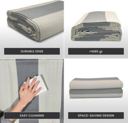 Relsy Large Garden Outdoor Rug For Patio, Misty Grey & White Line Waterproof Garden Rug 160 X 230Cm - thumbnail 5