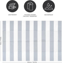 Relsy Large Garden Outdoor Rug For Patio, Misty Grey & White Line Waterproof Garden Rug 160 X 230Cm - thumbnail 4