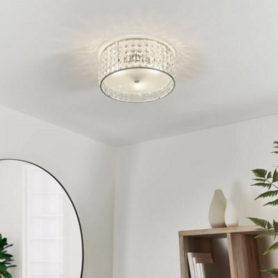 FNX Bathrooms Belfont Ip44 Chrome & Crystal Flush Ceiling Light For Bathrooms - G9 Led Compatible