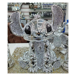 Biznest Bling Crushed Diamond Silver Stitch Ceramic Sparkly Shelf Sitter Ornament