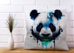 Warren Reed Designer Panda Face Splashart Light Background Cushions 45Cm X 45Cm - thumbnail 2