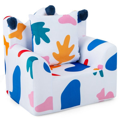 Costway Kids Sofa Chair Foam Filled Armchair Toddler Upholstered Couch W/ Padded Pillow - image 1