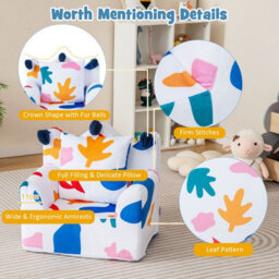Costway Kids Sofa Chair Foam Filled Armchair Toddler Upholstered Couch W/ Padded Pillow - thumbnail 7