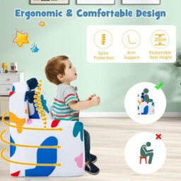 Costway Kids Sofa Chair Foam Filled Armchair Toddler Upholstered Couch W/ Padded Pillow - thumbnail 5