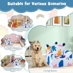 Costway Kids Sofa Chair Foam Filled Armchair Toddler Upholstered Couch W/ Padded Pillow - thumbnail 8