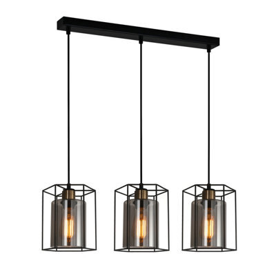 Luminosa Lighting Luminosa Kalula Industrial, Retro 3 Light Bar Pendant Ceiling Light, E27 - image 1