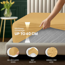 Aspire Homeware Ochre Fitted Sheet 40 Cm Extra Deep Pocket Hypoallergenic Bed Sheet Microfiber (L)190Cm X (W)90Cm, Single - thumbnail 2