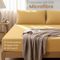 Aspire Homeware Ochre Fitted Sheet 40 Cm Extra Deep Pocket Hypoallergenic Bed Sheet Microfiber (L)190Cm X (W)90Cm, Single - thumbnail 8