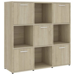 Vidaxl Book Cabinet Sonoma Oak 90X30X90 Cm Engineered Wood Book Cabinets - thumbnail 2